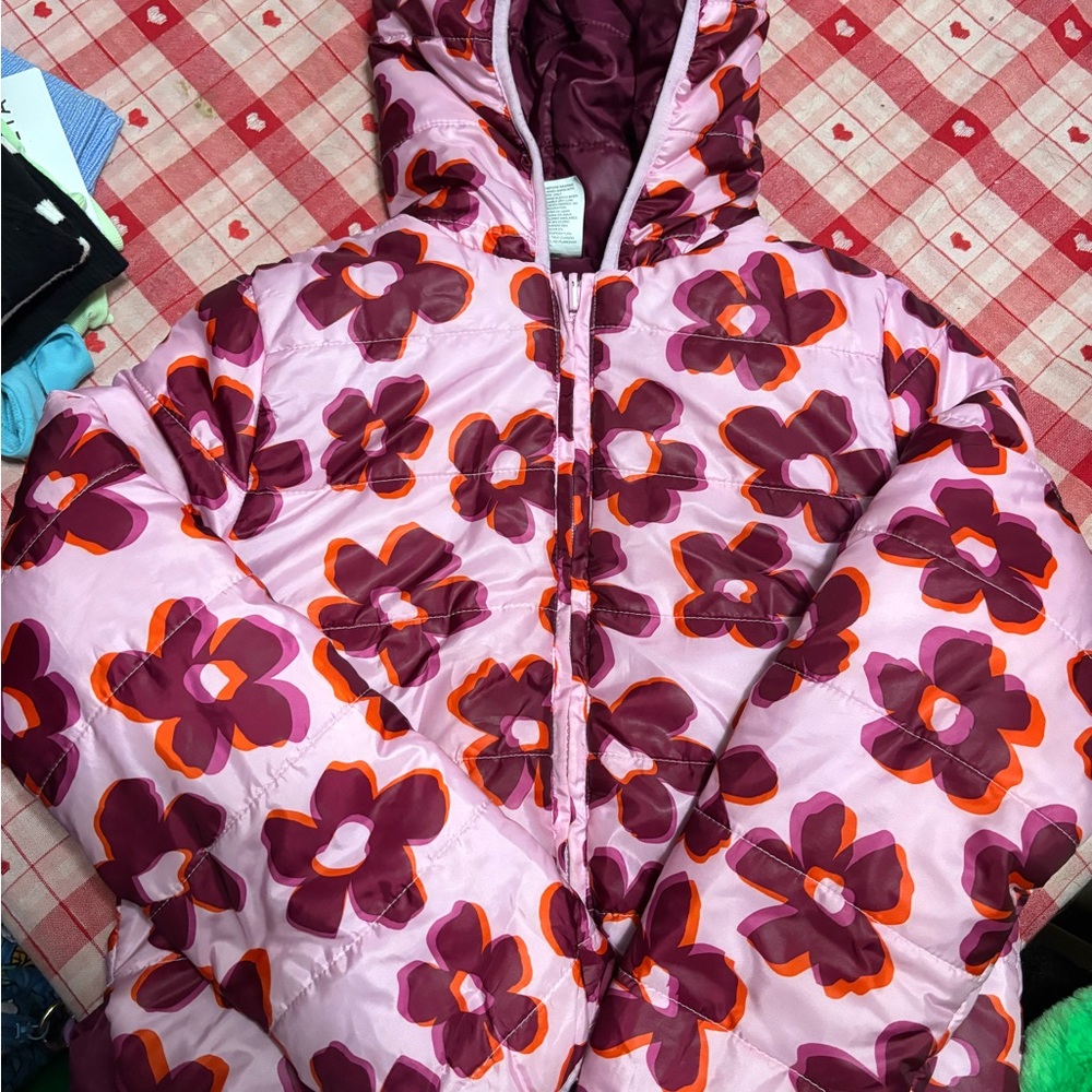 Epic Threads Pink Floral Puffer Jacket